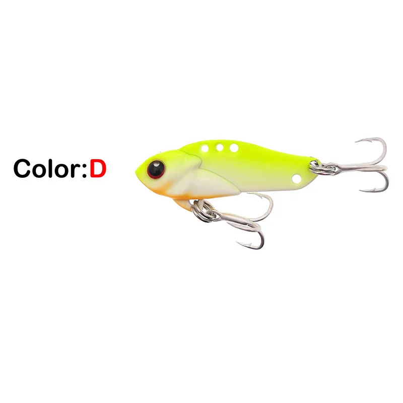 New 1pcs Metal Laser VIB Fishing Lure 5.5g 35mm Winter Ice Jig Fishing Tackle Crankbait Vibration Spoon Spinner Sinking Bait - Color: D