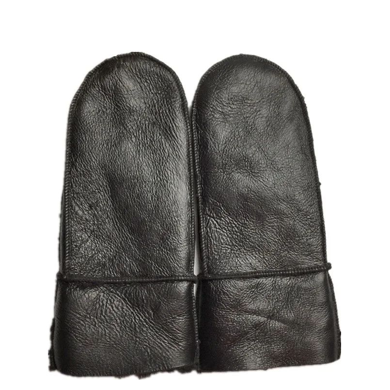 Натуральная кожа и мех зимняя рукавица шерсть и мех цельный ветрозащитный Женский Теплый черный бежевый коричневый A702