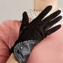 Женские высококачественные перчатки из натуральной овечьей замши