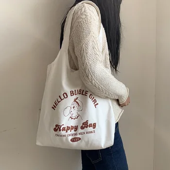 

fashion women simple casual canvas shoulder bags 2019 new arrival soft letter zipper female students girls school handbags