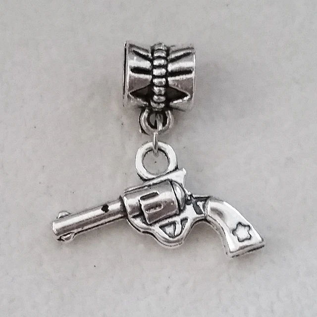 1PC Military Gun Charms Antique Silver Dangle Bead For European Pandora Charm Women's bracelets