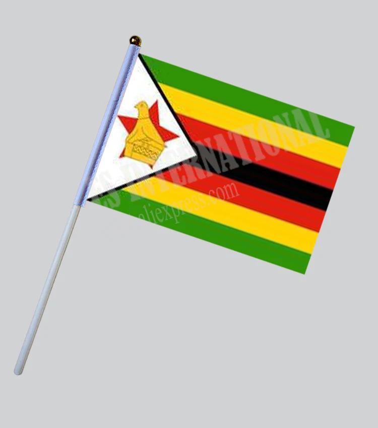Zimbabwe Hand Flag National Hand Flag 14*21cm Polyester Small Size