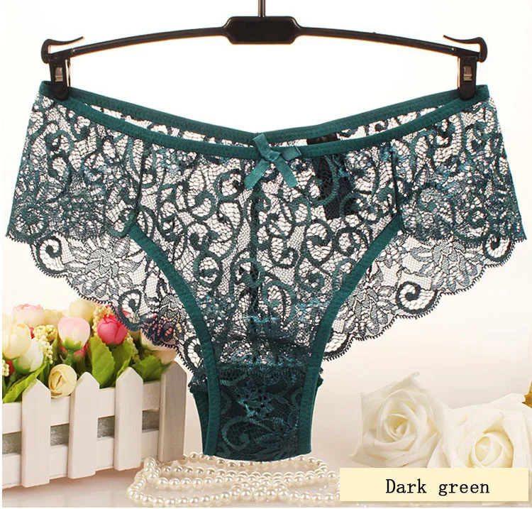 2017 Summer Sexy Lace Women Transparent Panties Plus Size Cotton Crotch Briefs Ladies Underwear Culotte Femme Intimates (2)