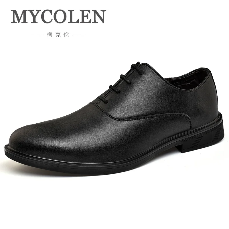 

MYCOLEN Men Brogue Oxford Leather Shoes Dress Business Top Brand Leather Men Office Wedding Footwear Sapatos Masculino Social