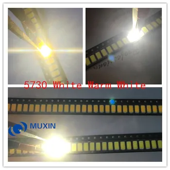 

500pcs/LOT 5730 LED-white 250pcs+Warm white 250pcs 0.5W 50-55lm 6500K White Light SMD 5730 5630 LED chip lamps(3.2v-3.4v)