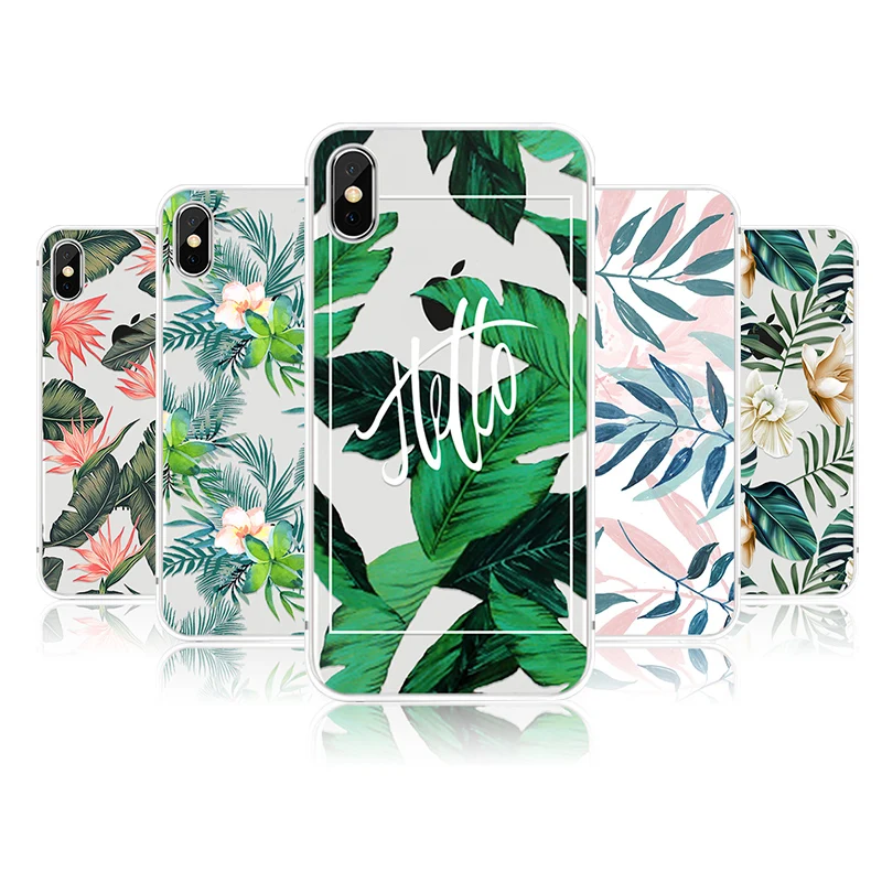 Leaf Phone Case for Apple iPhone XS XR MAX Summer Retro Leaves Soft TPU Silicon Mobile Bag Back Cover |