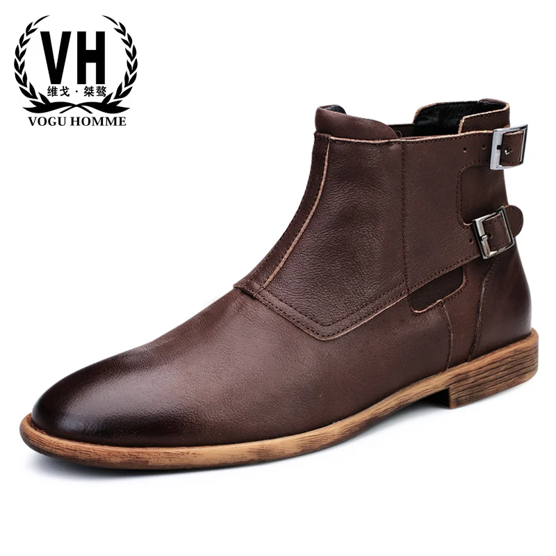 

Chelsea boots mens cowhide Riding boots autumn winter steel toe shoes men equestrian boots men breathable male dress boots