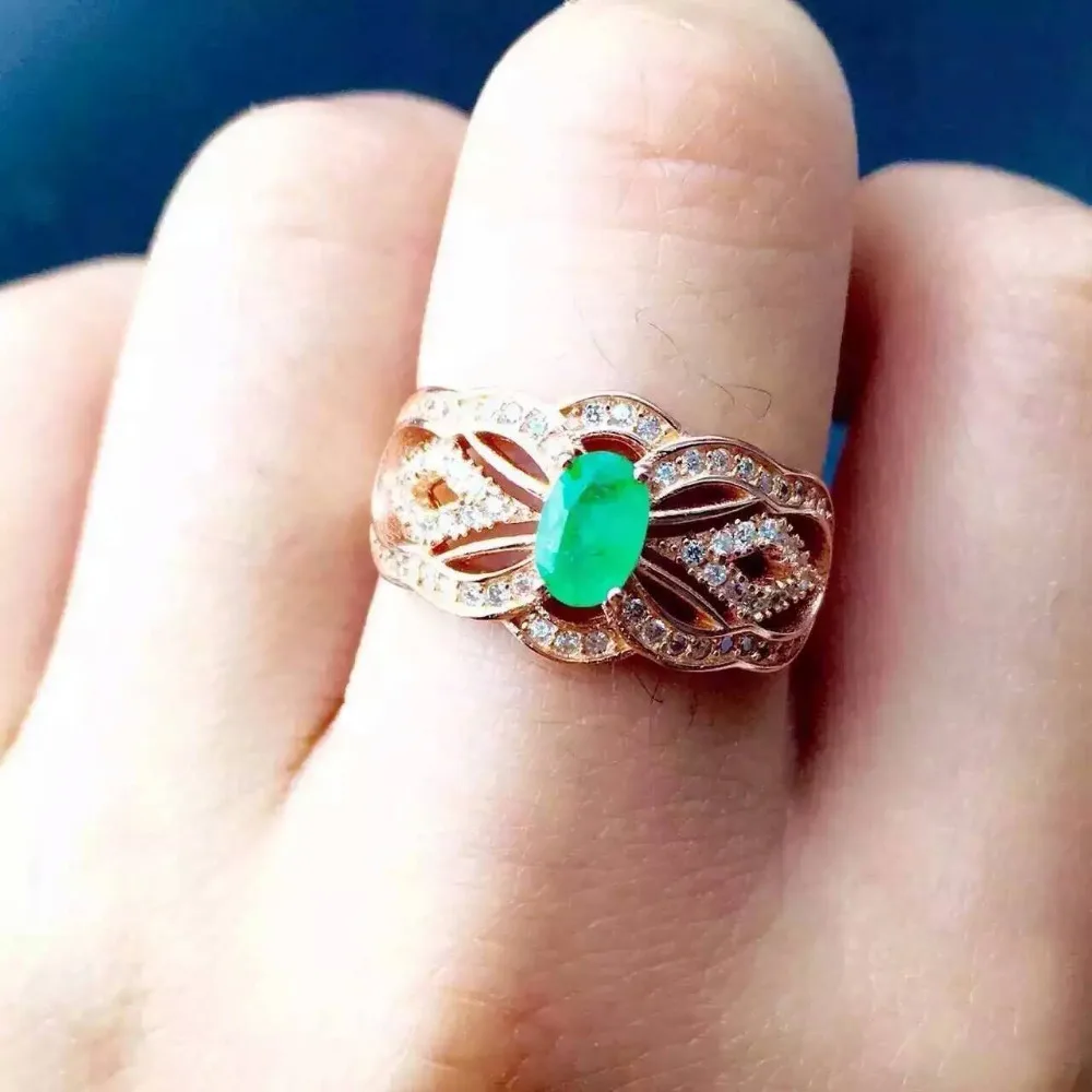 Natural green emerald Ring Natural gemstone ring 925 sterling silver