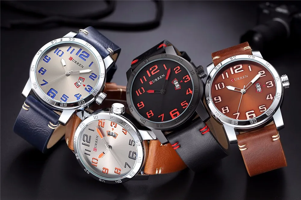 Мужские часы CURREN, брендовые, военные, Reloj, кварцевые, аналоговые, 3D лицо, кожа, армейские, модные часы, спортивные часы, Relogios Masculino