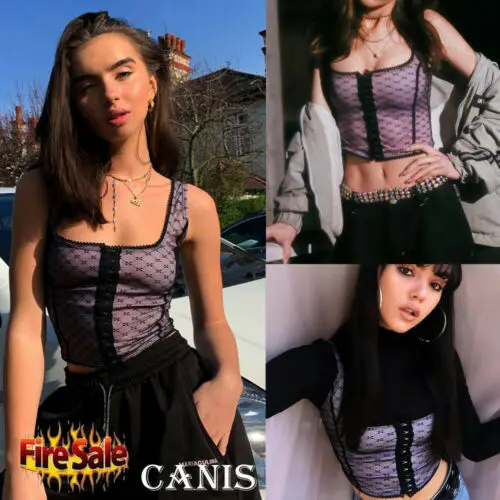 

2019 Sexy Women Summer Tops Vest Slim Polka Dot Mesh Camisole Crop T-shirt