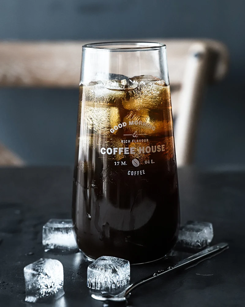 1Pc Glass Cup Large Beer Coffee Cup Transparent Glass Beer Coffee Mugs Breakfast Juice Milk Cup Glass Home Office Mug Drinkware (9-a)
