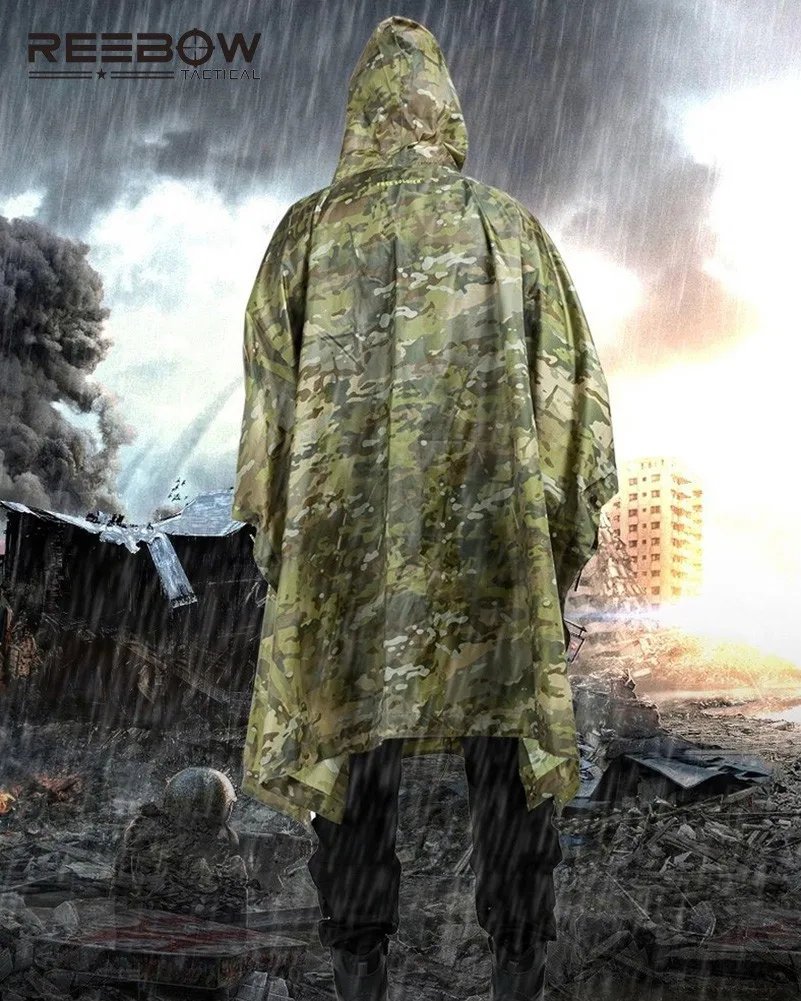 Tático ao ar Livre dos Homens da Selva Capa de Chuva Zero-resistente à Prova Reebow Camuflagem Poncho Multifuncional cm d' Água 220x148 6 Ferram. atividade ar livre