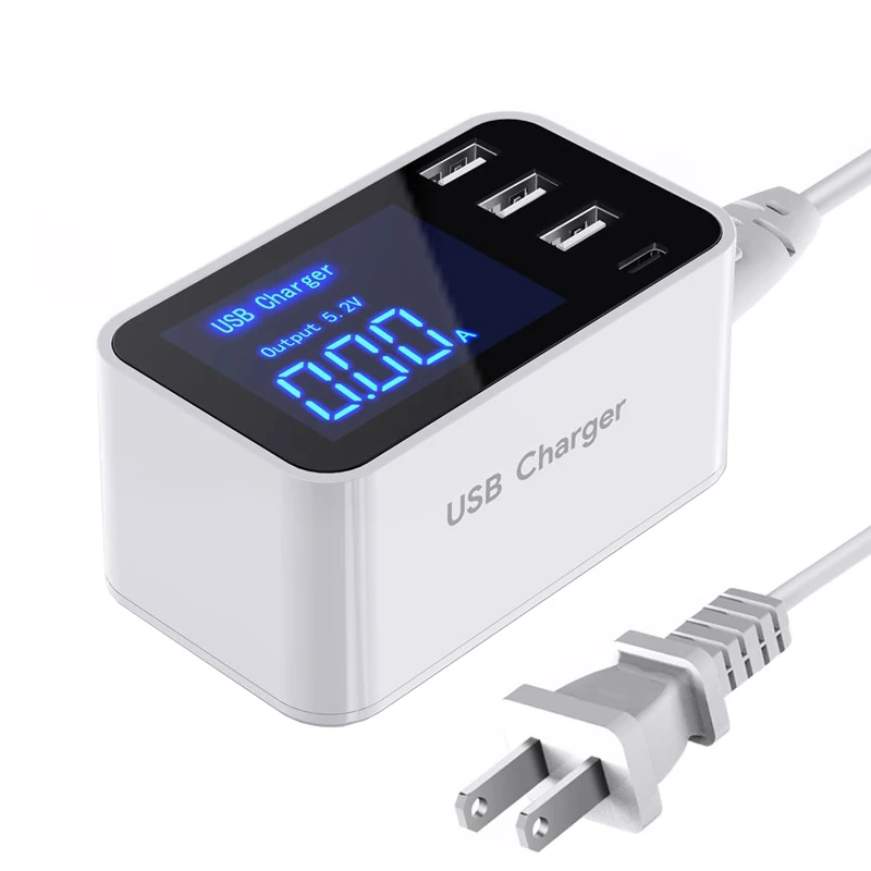 Универсальное сетевое зарядное устройство с 3 USB портами и светодиодным