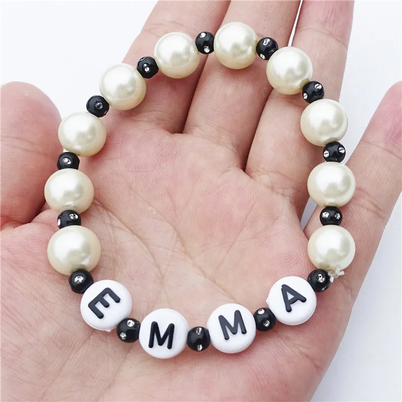 

Customized Personalize Name Acrylic Beads Bracelet For Adult Women Men Children Girls Boys Jewelry 2pcs/lot