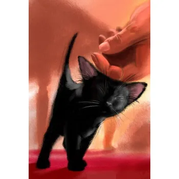 

hand-painted Abstract oil painting watercolor little black kitten Cat Art paintings for living room wall canvas painting cuadros
