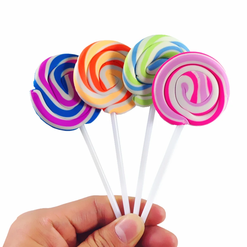 

1pcs/lot Sweet colorful Lollipop shape rubber eraser candy simulation Shoot Props material escolar eraser for erasable pen