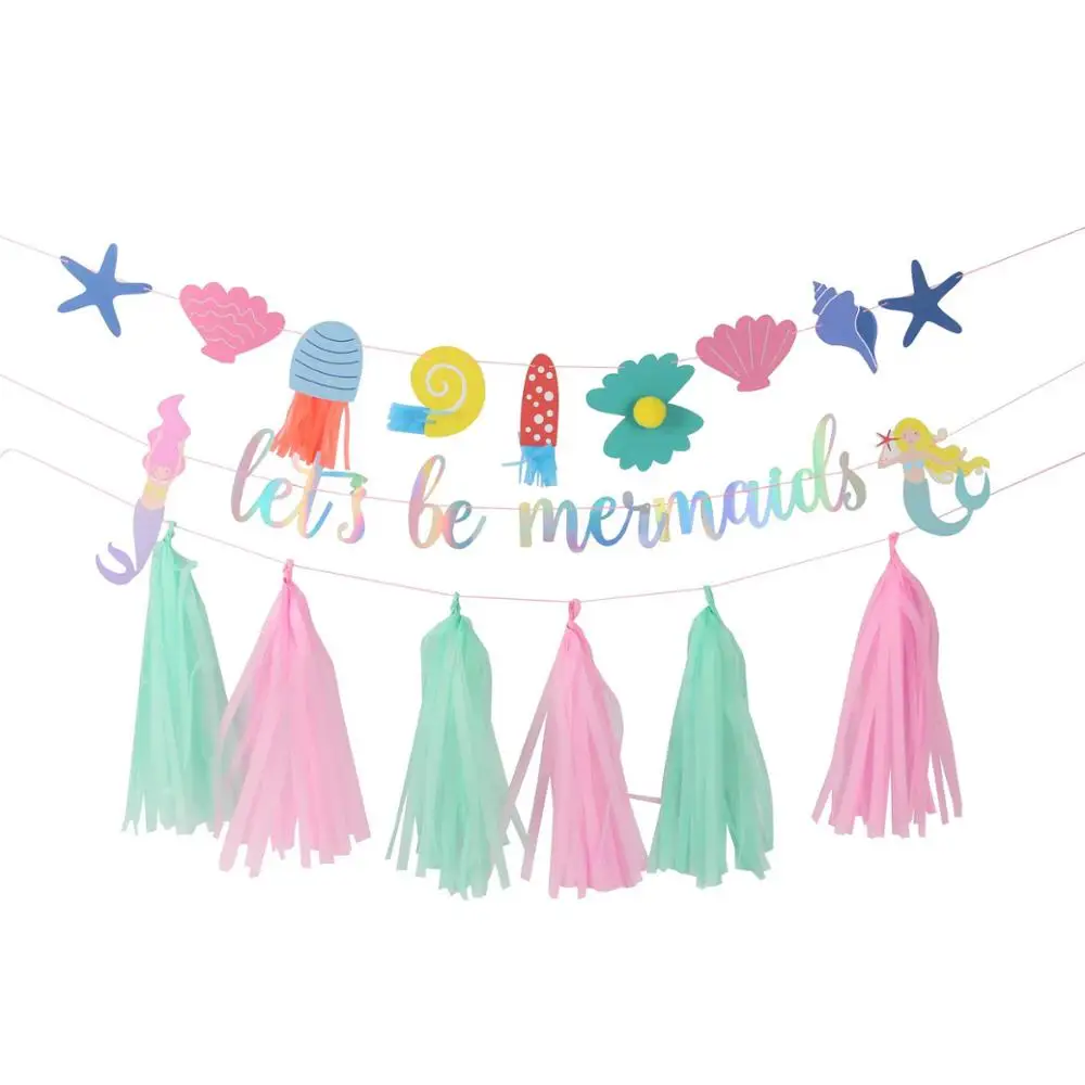 

Little Mermaid Party Supplies Theme Mermaid Decor Mermaid Banner Balloon For Kids Favor Happy Birthday Wedding Party Decor