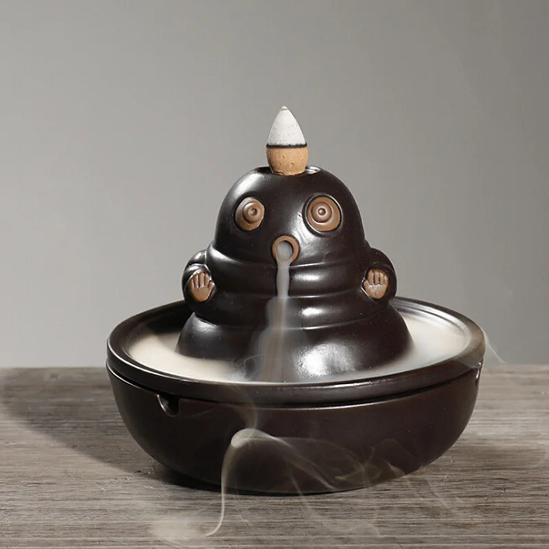 

Ceramic Backflow Incense Burner Censer Meditation Creative Yoga Design Incense Holder for Living Room Decoration Ornamebt