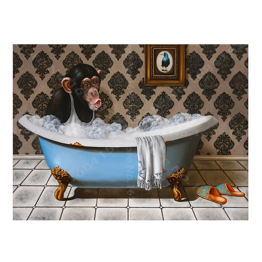 

3D DIY Diamond Embroidery Monkey bathing Diamond Painting Needlework Cross Stitch Animal pattern mosaic kit Home Decor B221