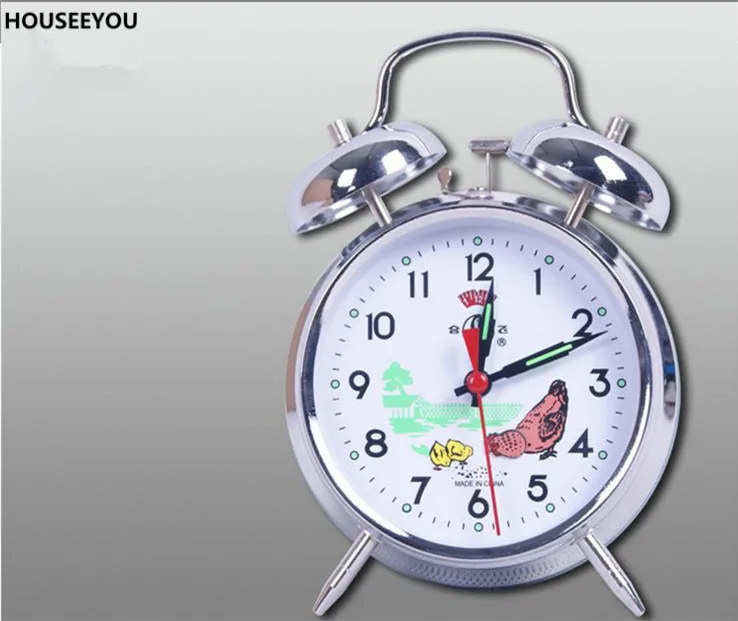 

Alarm Clocks Metal Movement Home Decor Desktop Clocks Retro Double Bells Ringing Alarm Clocks Vintage Manual Mechanical