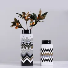 Керамика ваза, домашний декор европейские украшения простые черные и белые линии с волнообразными линиями отель Гостиная цветок аранжировщик