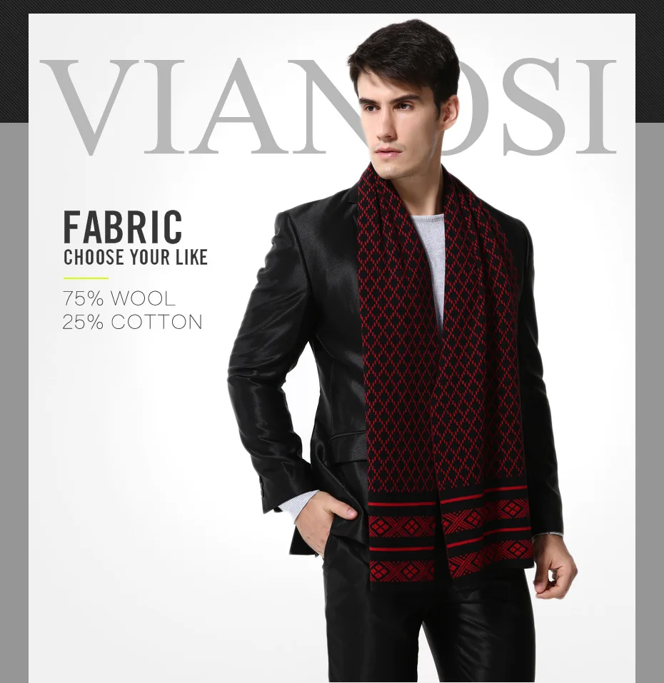 [VIANOSI]  Wool Plaid Scarf Man Winter Brand Scarf Men Fashion Designer Shawl Bussiness Casual Scarves MA009 head wraps for men