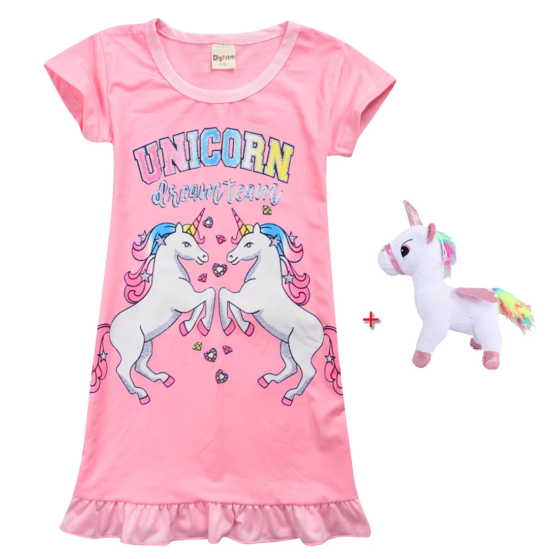 

2019 Girls Unicorn Doll Summer Unicorn Dress Children Cartoon Party Birthday Short sleeve Dresses kid Pupil Christmas Present