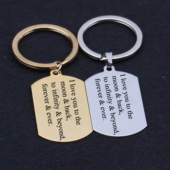 

Keychain Engraved I Love You To The Moon & Back To Infinity & Beyond Fovever & Ever Lovers Couple Key Tag Key Ring Holder