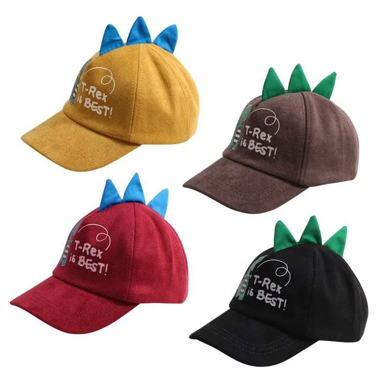 

Spring Autumn Boys Girls Cartoon Dinosaur Printed Baseball Cap Children Tennis Casual Hip Hop Sun Corduroy Caps