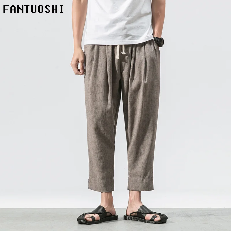 2018 Summer Thin Linen Men Pants Male Solid Loose Casual Business ...