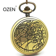 1042) 12 шт/лот DW doctor who desgin ожерелье с гравировкой кварцевые карманные часы, диаметр 1,7", цепочка 31,5"