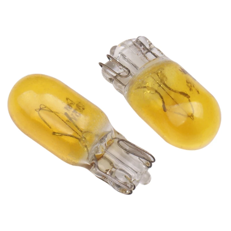 10pcs yellow Color car T10 W5W halogen bulbs 194 158 Side Wedges 12v 5w Xexon Lamp Instrument Light Reading Light Clearance Lamp