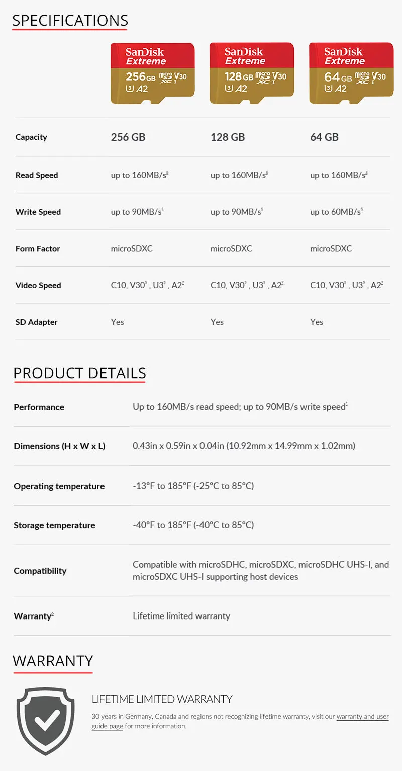 Двойной Флеш-накопитель SanDisk 256GB карты памяти 128 Гб TF карты флэш памяти 64GB UHS-I MicroSD карты U3 C10 V30 A2 для смартфонов 4K HD 160 МБ/с. с адаптером SD