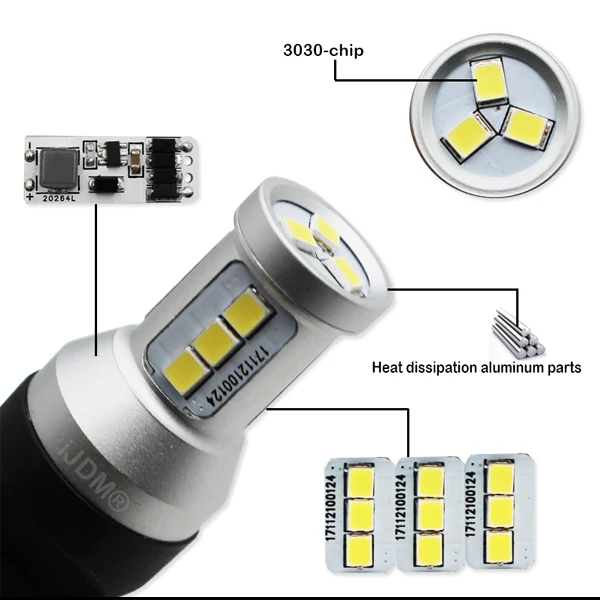IJDM 6000 K белый 7443 T20 W21W светодиодный высокое Мощность 12-SMD 3030 светодиодный лампы для 2009- Fiat 500 Габаритные огни, с can-bus 12 V