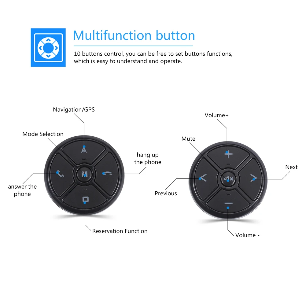 Универсальная Многофункциональная Синяя подсветка 10 кнопочный Автомобильный мультимедийный руль кнопки управления Кнопка для DVD