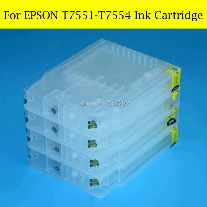 ФОТО 1 Set Europe T755 T7551 Refillable Ink Cartridge For Epson WF-8010 WF8010 WF-8090 WF-8510 WF-8590 Printer With ARC Chip