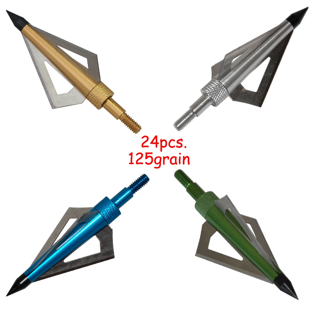 24pcs 125 Grain Sharp Broadheads Arrow Heads Hunting Archery Shooting