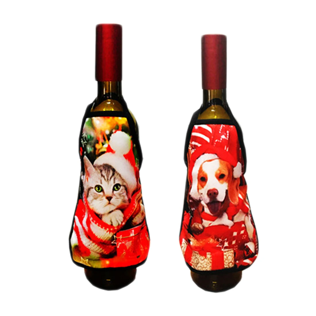 Funny Mini Christmas Apron Wine Bottle Cover Xmas Home Dinner Table Decoration 