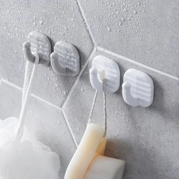 

1PCS Strong Adhesive Hook Wall Door Sticky Hanger Holder Kitchen Bathroom White Hanging Door Clothes Towel Handbag Holder Wall
