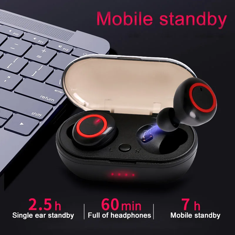 

TWS Fingerprint Touch Bluetooth Earphone Sport Wireless Stereo Headphones Earbud With charging box for xiaomi iPhone Samsung