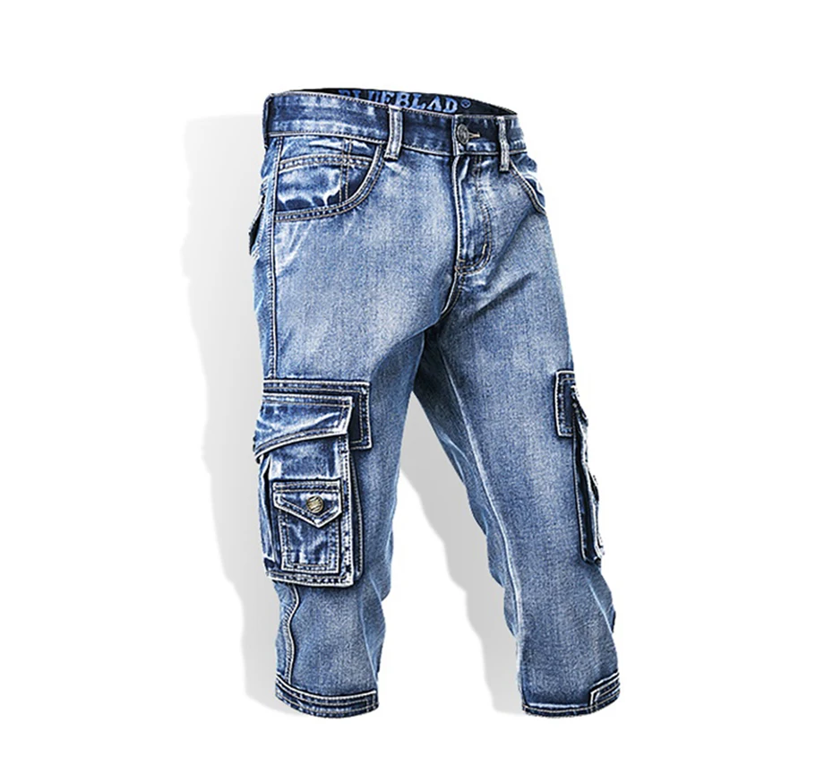 ABOORUN, летние мужские джинсовые шорты Карго, военные, с несколькими карманами, байкерские, короткие джинсы для мужчин, x1358
