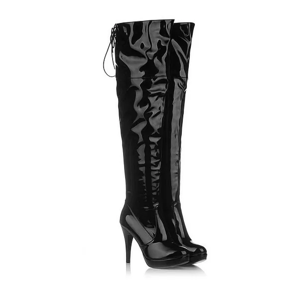 High Heels Over The Knee Long Boots Women Sexy Patent Leather Pole