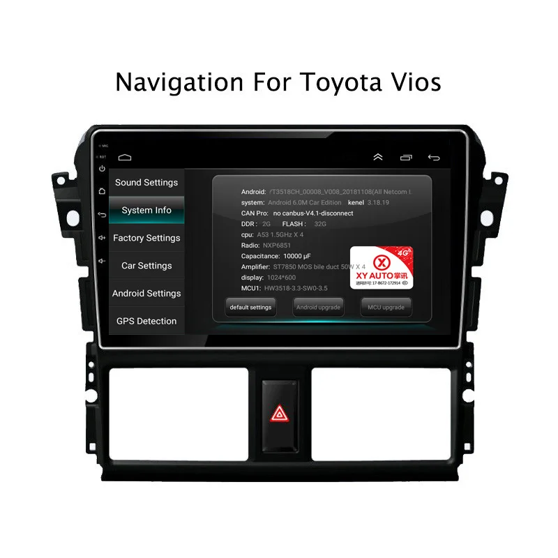 Clearance 10.1" 2G RAM 32G ROM Car DVD GPS Navigation For Toyota Vios 2014-2016 with Radio Head Unit,support 4G LTE 5
