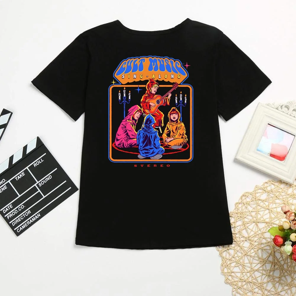 

hahayule1pcs Cool Fashion Cult Music Sing Along Printed Tshirt Summer Style Fashion Woman Clothing