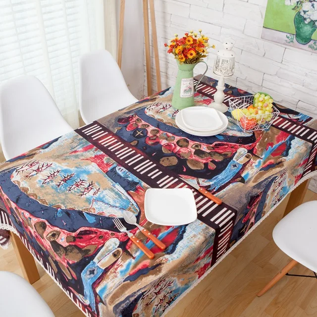 Cotton Table Cloth Asian Folk Style Cover Mat Restaurant Bar Cotton Table Cloth Asian Folk Style Cover Mat Restaurant Bar Coffee Personality Square Rectangle