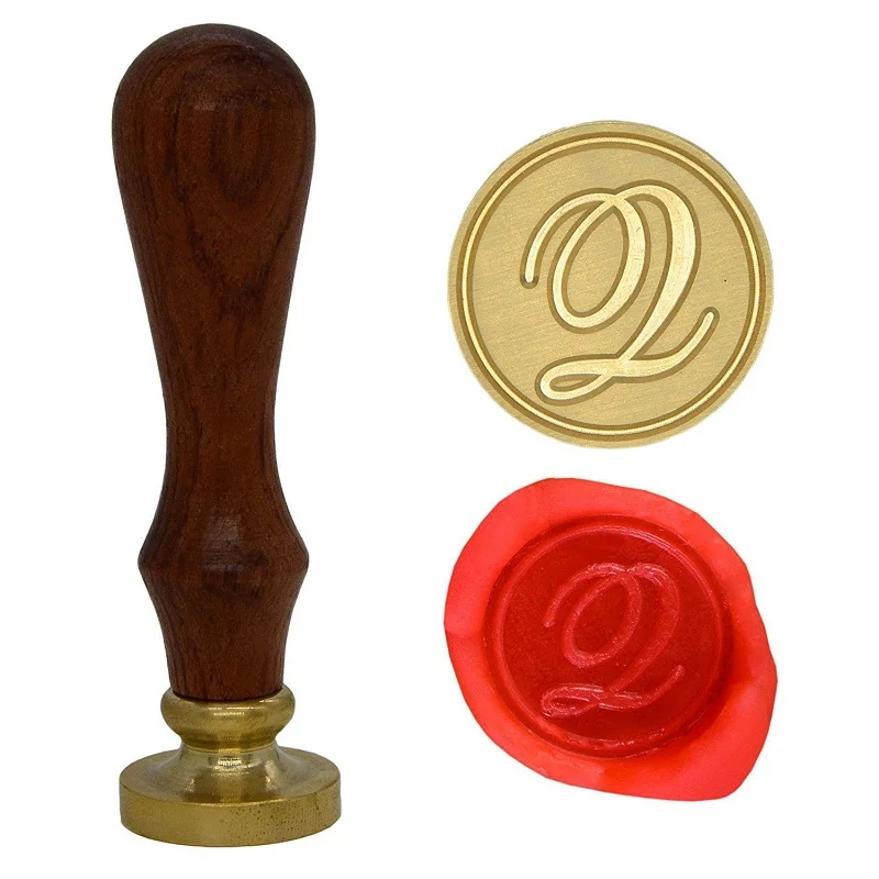  WCIC Sealing Wax Stamp for Wedding Invitation Envelope Scrapbooking Brass Head Wood Handle Letter D