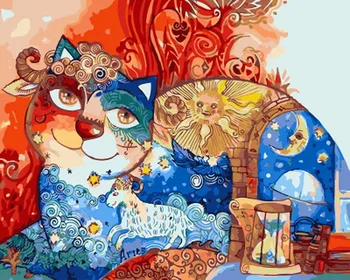 

Frameless oil painting by numbers paint by number for home decor oil picture painting 5065 new kitty