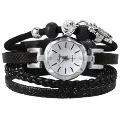 Duoya бренд Для женщин Мода браслет кожаный ремешок наручные часы с бриллиантами сова женская одежда Роскошные Кварцевые наручные часы, D195