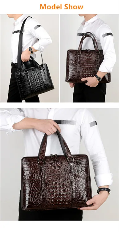 Высококачественная Мужская сумка из коровьей кожи, портфель, сумка через плечо, сумка-мессенджер с крокодиловым узором, мужская деловая