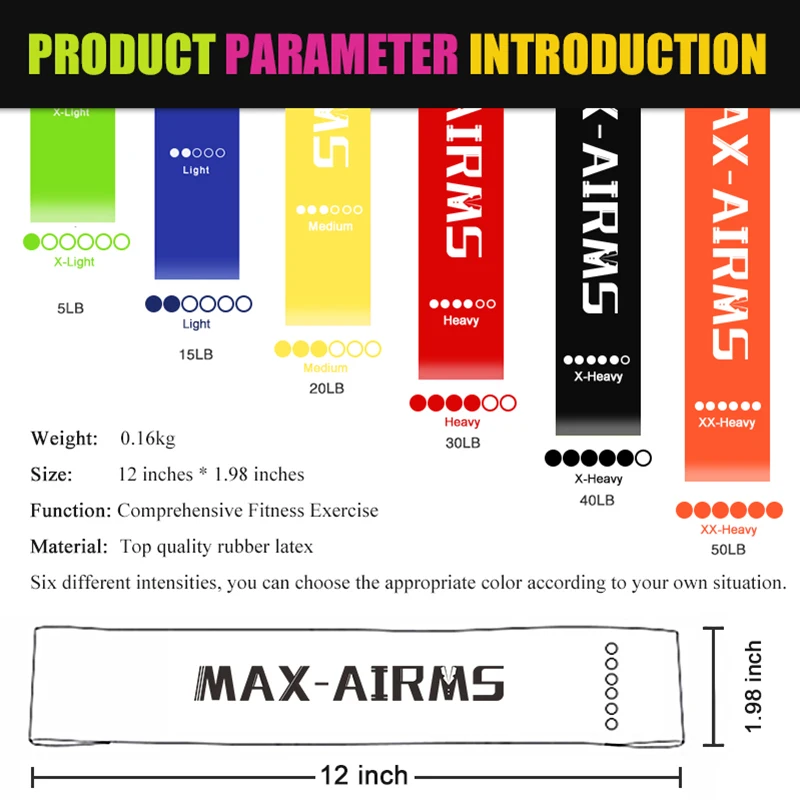 Maxairms Эспандеры набор 6 уровней тренировки Фитнес Тренажеры резиновые петли латексные Йога Спортзал силовые тренировочные резинки